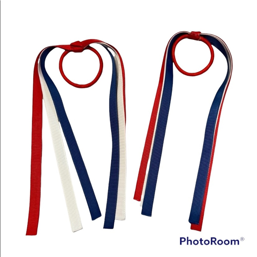 Red White and Blue Ponytail Ribbon Set